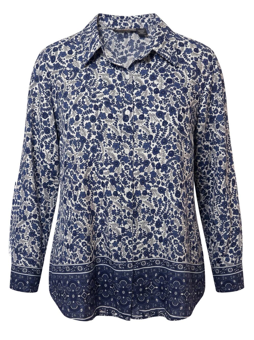 Citicraze Women's 3x Plus Size Blue Floral Cotton Cottagecore Button-Up Top